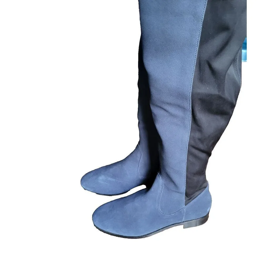 UNISA NEW FAUX SUEDE NEW HIGH BOOTS NAVY BLUE SIZE 9w